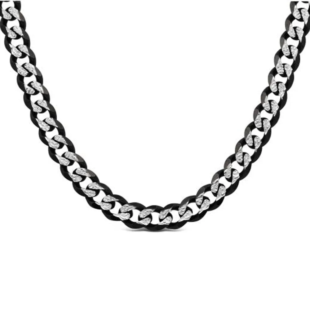 Sterling Silver Black Ruthenium 20" 6.25mm Curb Chain