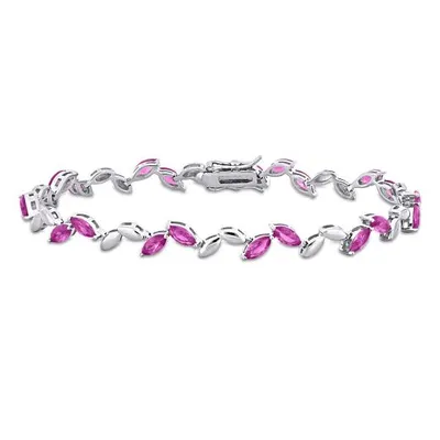 Julianna B Sterling Silver Created Pink Sapphire Bracelet 7.75