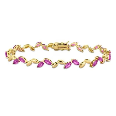 Julianna B Yellow Plated Sterling Silver Created Pink Sapphire Bracelet 7.75
