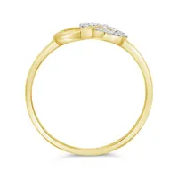 10K Yellow Gold Diamond Double Heart Promise Ring