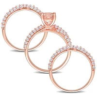 Julianna B Rose Plated Sterling Silver Morganite Created White Sapphire Bridal