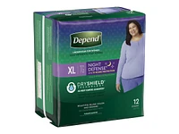 Depend Night Defense Incontinence Underwear for Women - Overnight Absorbency - Extra Large - 12 Count