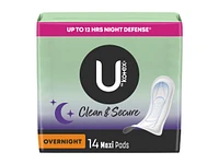 U by Kotex Clean & Secure Maxi Sanitary Pads - Overnight - 14's