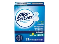 Alka-Seltzer Regular Strength Antacid Effervescent Tablets - Lemon Lime - 24's