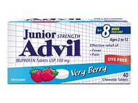 Advil Junior Strength Fever and Pain Chewable Tablets - Very Berry - 40s