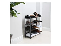 Smart Design 4-Tier Steel Shoe Rack - Light Gray