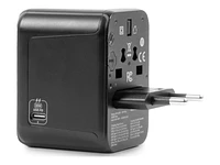 LOGiiX World Traveler XL 5 Output USB-A & USB-C Power Adapter - Black - LGX-13446