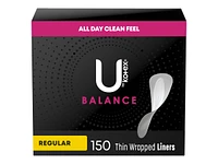 U by Kotex Balance Daily Wrapped Regular Length Panty Liners - Light Absorbency - 150s