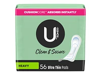 U by Kotex Clean & Secure Ultra Thin Sanitary Pads - Heavy - 56's