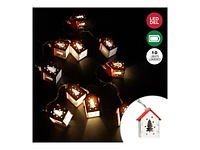 Danson Decor LED Light Chain - Wooden House with Tree Cut Out - Warm White - 10 Lights