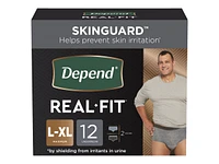 Depend Real Fit Incontinence Underwear for Men - Black/Grey - Maximum Absorbency - Large/Extra-Large/12 Count