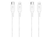 LOGiiX Piston Connect Braid USB-C to Lightning Cable - White - 1.2m - 2 pack