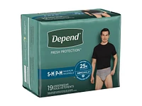 Depend Fresh Protection Incontinence Underwear for Men - Maximum Absorbency - Small/Medium - 19's