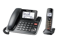 Panasonic 1-Handset Digital Corded/Cordless Phone with Answering System - Black - KXTGF870B