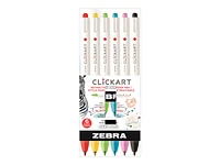 Zebra ClickArt Felt Tip Marker - 6 piece