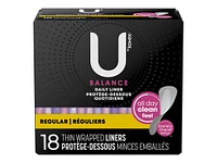 U by Kotex Balance Daily Wrapped Pantyliner - Regular - 18s