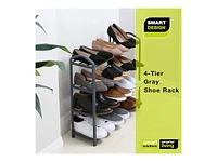 Smart Design 4-Tier Steel Shoe Rack - Light Gray