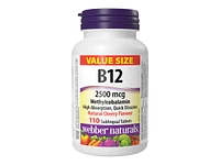 Webber Naturals Vitamin B12 Methylcobalamin Sublingual Tablets - 2500mcg - 110's