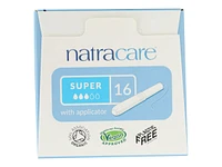 Natracare 100% Certified Organic Cotton Tampons with Applicator - Super - 16s