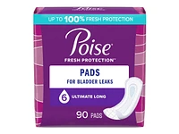Poise Incontinence & Postpartum Long Length Pads - Ultimate Absorbency - 90 Count