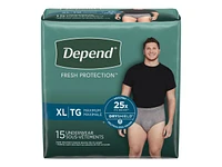 Depend Fresh Protection Adult Incontinence Underwear for Men - Grey - Maximum - Extra-Large - 15 Count