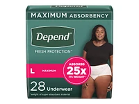 Depend Fresh Protection Adult Incontinence Underwear for Women - Blush - Maximum - Large/28 Count