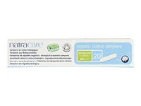 Natracare 100% Certified Organic Cotton Tampons - Regular - 20s