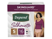 Depend Silhouette Incontinence Underwear for Women - Black/Pink - Maximum Absorbency - Small/16 Count