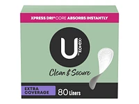 U by Kotex Clean & Secure Panty Liners Light Absorbency - Extra Coverage - 80 Count