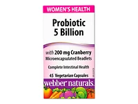 Webber Naturals Probiotic 5 Billion with Cranberry Vegetarian Capsules - 45s