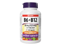 Webber Naturals Vitamin B6+B12 Capsules - 50 mg/125 mcg - 120's