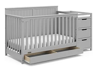 Hadley 5-in-1 Convertible Crib and Changer with Drawer - Pebble Grey