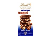 Lindt Swiss Classic Grandes Dark Chocolate Bar - 34% Hazelnuts - 150g