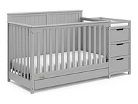 Hadley 5-in-1 Convertible Crib and Changer with Drawer - Pebble Grey