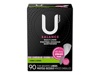 U by Kotex Balance Daily Long Wrapped Panty Liners - Light Absorbency - 90s