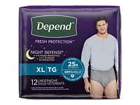 Depend Night Defense Adult Incontinence Underwear for Men - Overnight - XL/12 Count