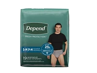 Depend Fresh Protection Incontinence Underwear for Men - Maximum Absorbency - Small/Medium - 19's