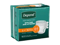 Depend Briefs with Adhesive Tabs - Maximum Absorbency - Large - 16s
