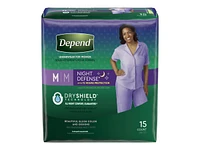 Depend Night Defense Adult Overnight Incontinence Underwear for Women - Blush - Medium - 15 Count