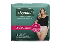 Depend Fresh Protection Incontinence Underwear for Women - Maximum - Extra Large - 15's