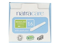 Natracare 100% Certified Organic Cotton Tampons with Applicator - Regular - 16s