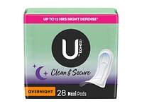 U by Kotex Clean & Secure Maxi - Overnight - 28 Count