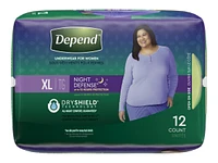 Depend Night Defense Incontinence Underwear for Women - Overnight Absorbency - Extra Large - 12 Count