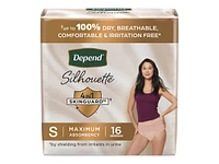 Depend Silhouette Incontinence Pants for Women - Maximum - Small - Black, Pink, Berry - 16's