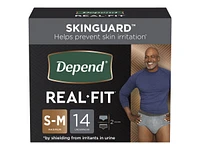 Depend Real Fit Incontinence Underwear for Men - Black/Grey - Maximum Absorbency - Small/Medium/14 Count
