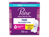 Poise Incontinence Pads - Maximum Absorbency - Long - 39 Count