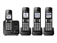 Panasonic 4 Handset Cordless Phone with Answering Machine - Black - KXTGD394B