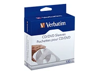 Verbatim - CD/DVD Sleeves - 100 Pack - White - 49976