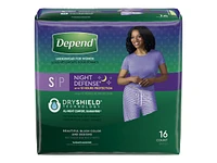 Depend Night Defense Adult Overnight Incontinence Underwear for Women - Blush - Small - 16 Count