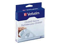 Verbatim - CD/DVD Sleeves - 50 Pack - White - 70126